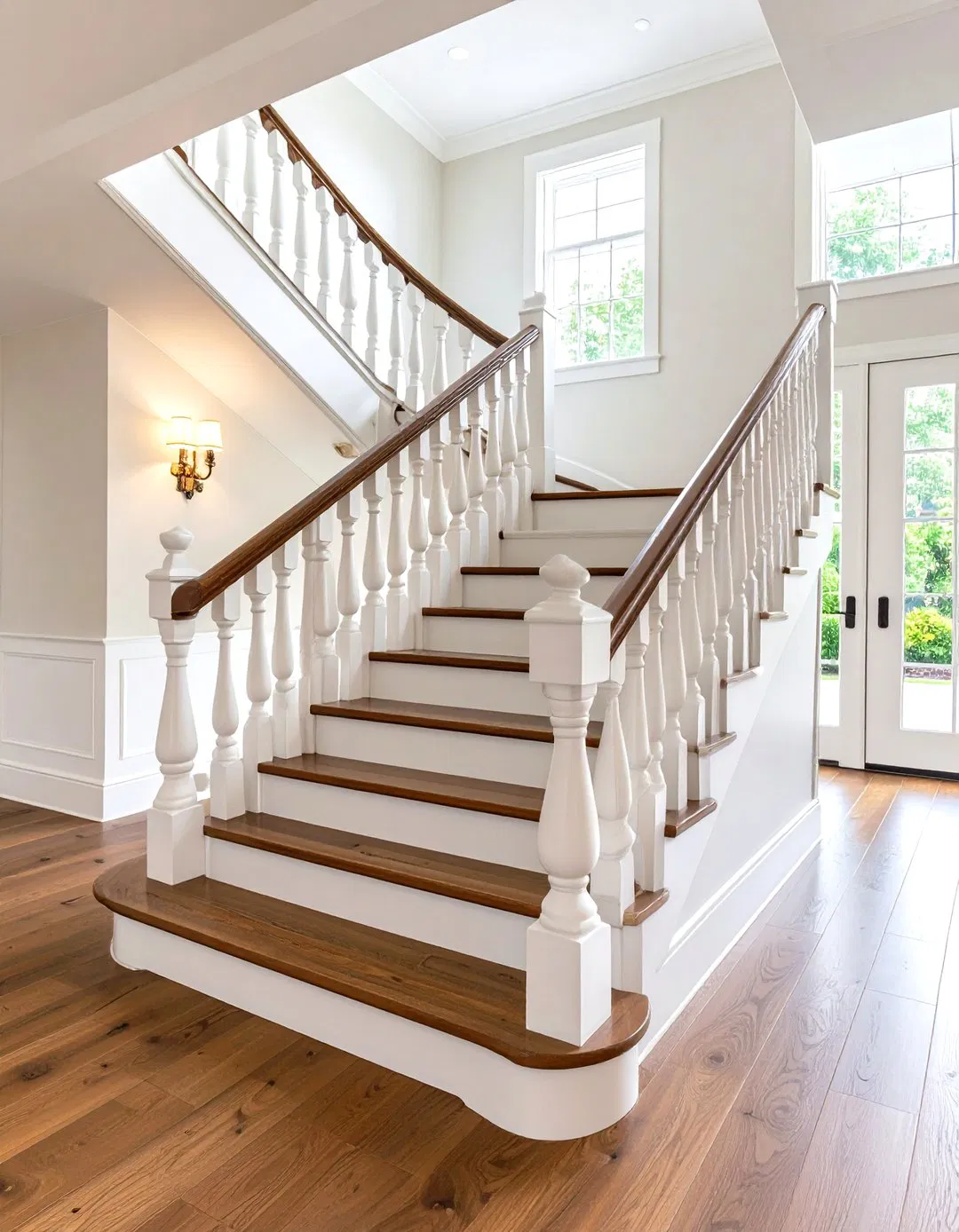 Classic White Oak Staircases with Turned Balusters