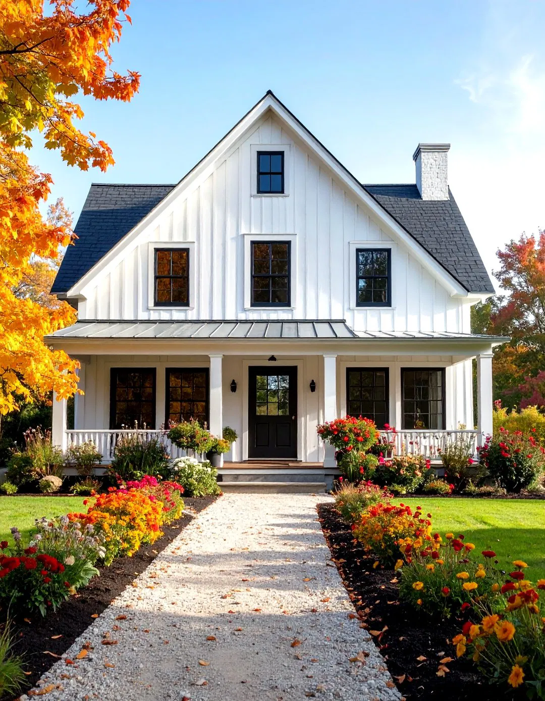 Window Size and Proportion Planning - White Farmhouse with Black Windows