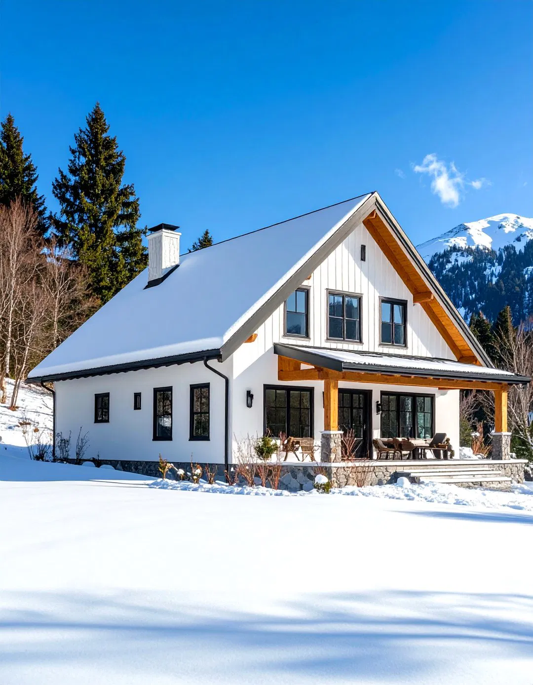 Regional Climate Adaptation - White Farmhouse with Black Windows