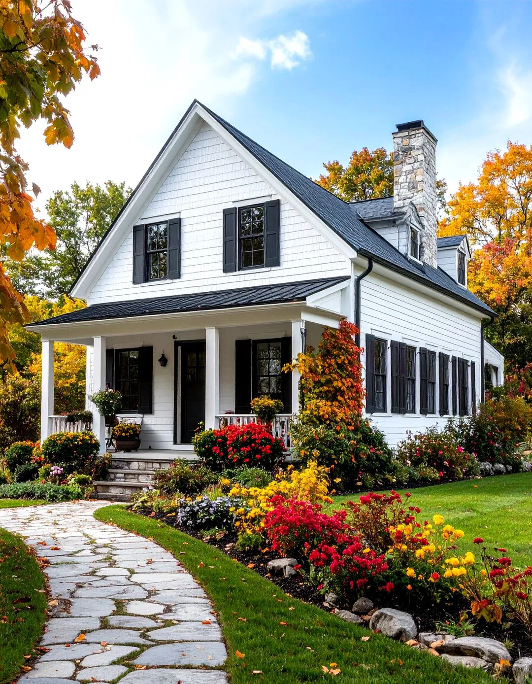 Corner Detail Treatment Options - White Farmhouse with Black Windows