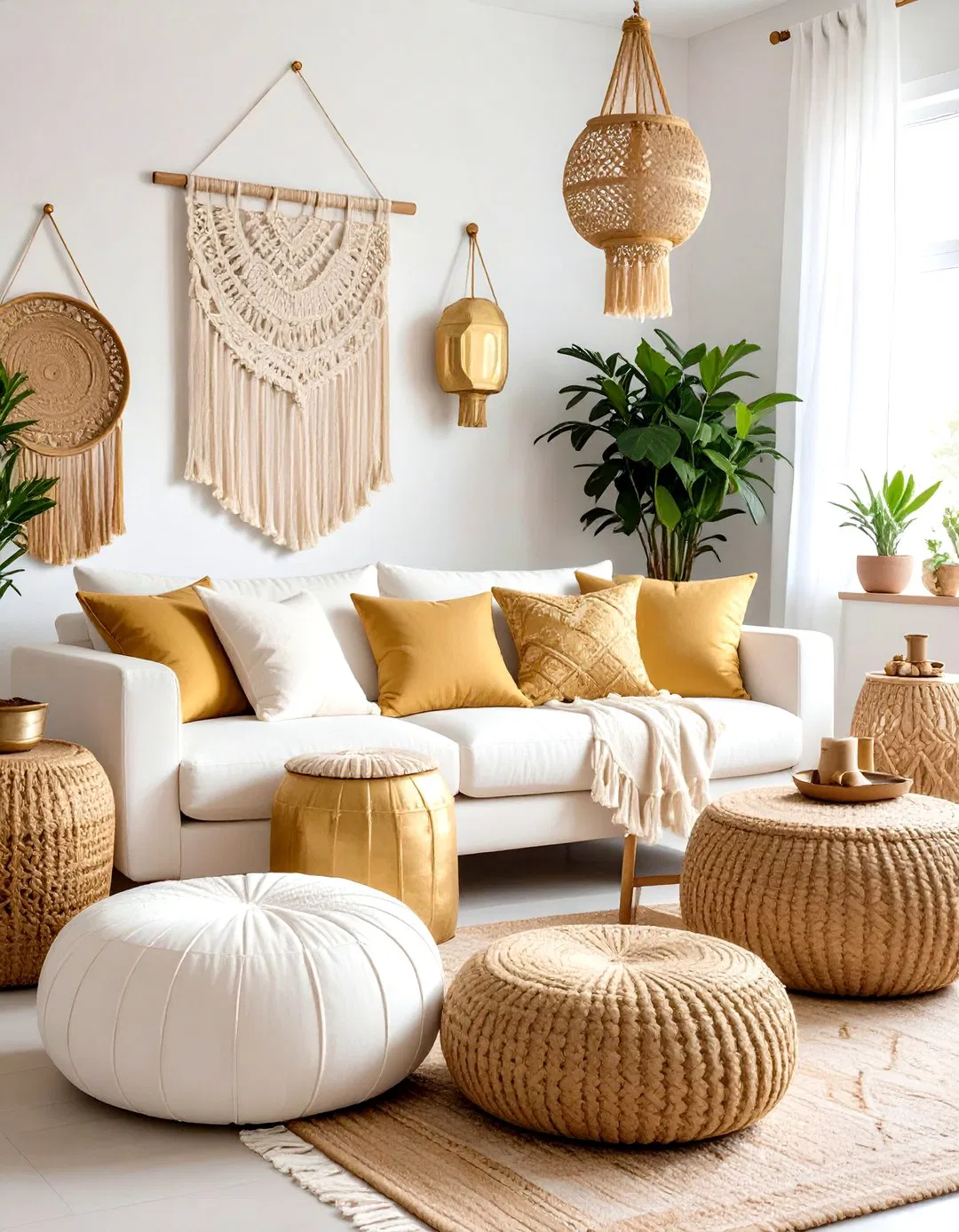 Bohemian Luxe White Gold Living Room