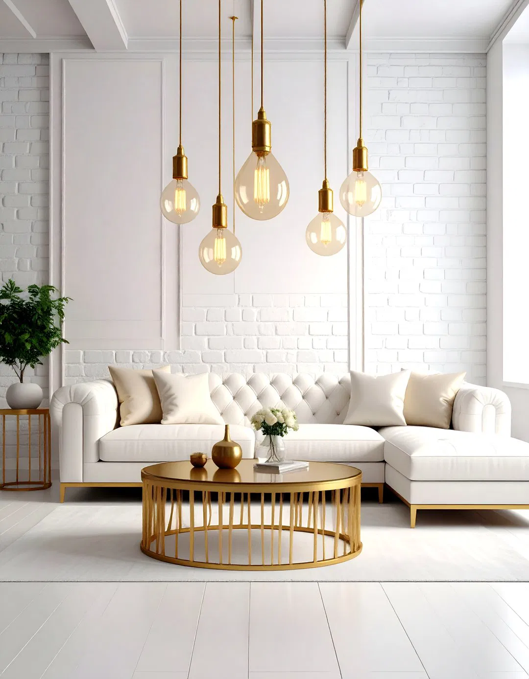 Industrial Glam White Gold Living Room