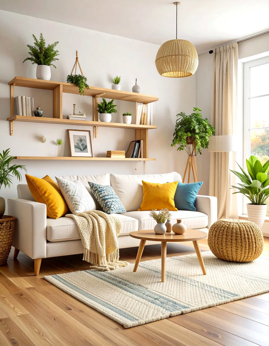 Scandinavian White Gold Living Room