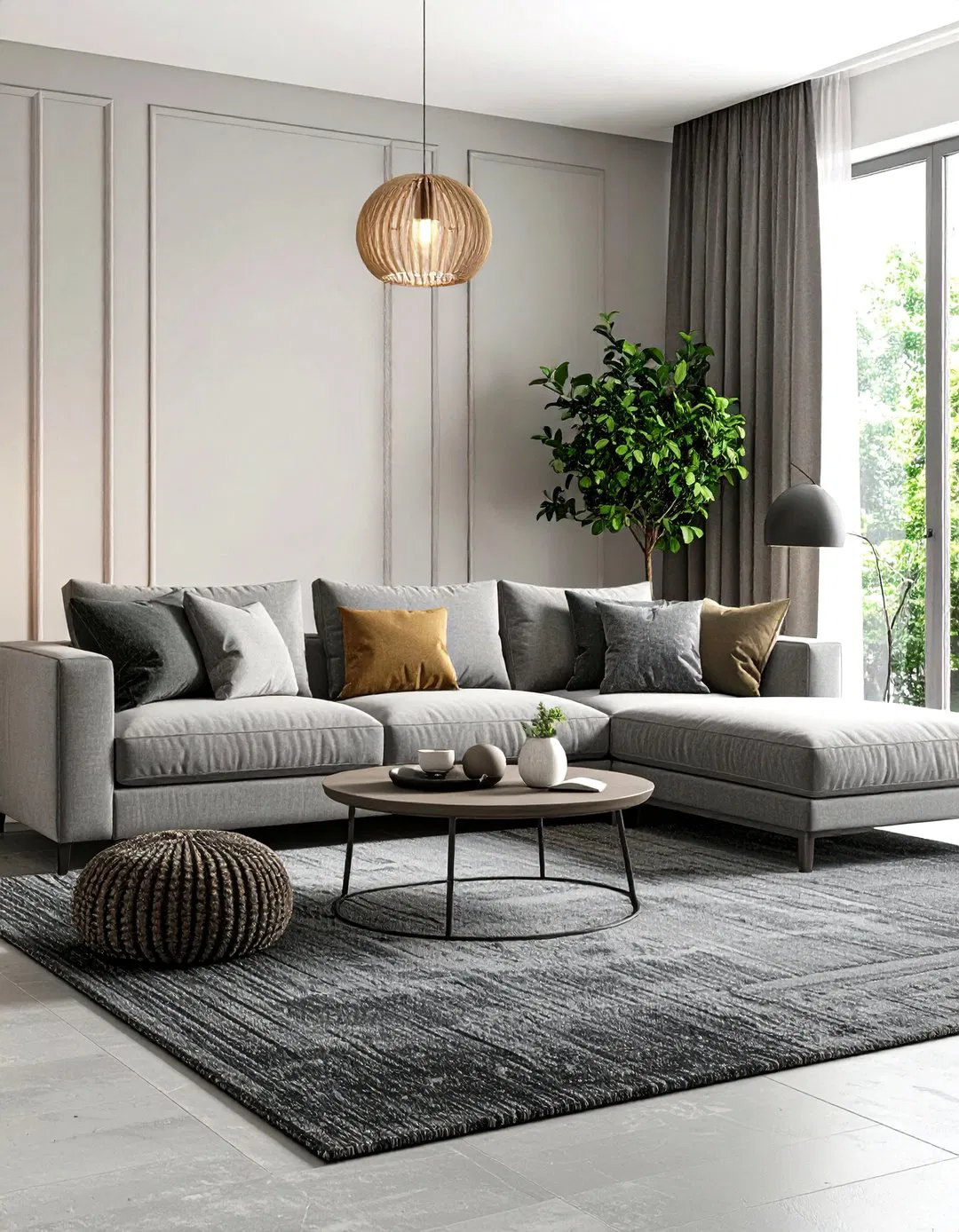 Charcoal Grey Rug Tonal Living Room