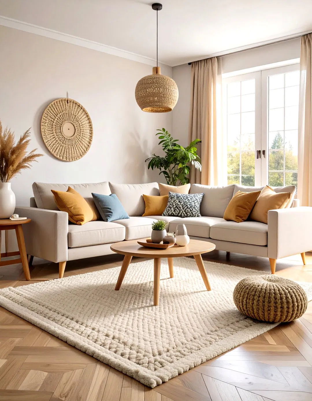 Cream and Ivory Rug Living Room Styling