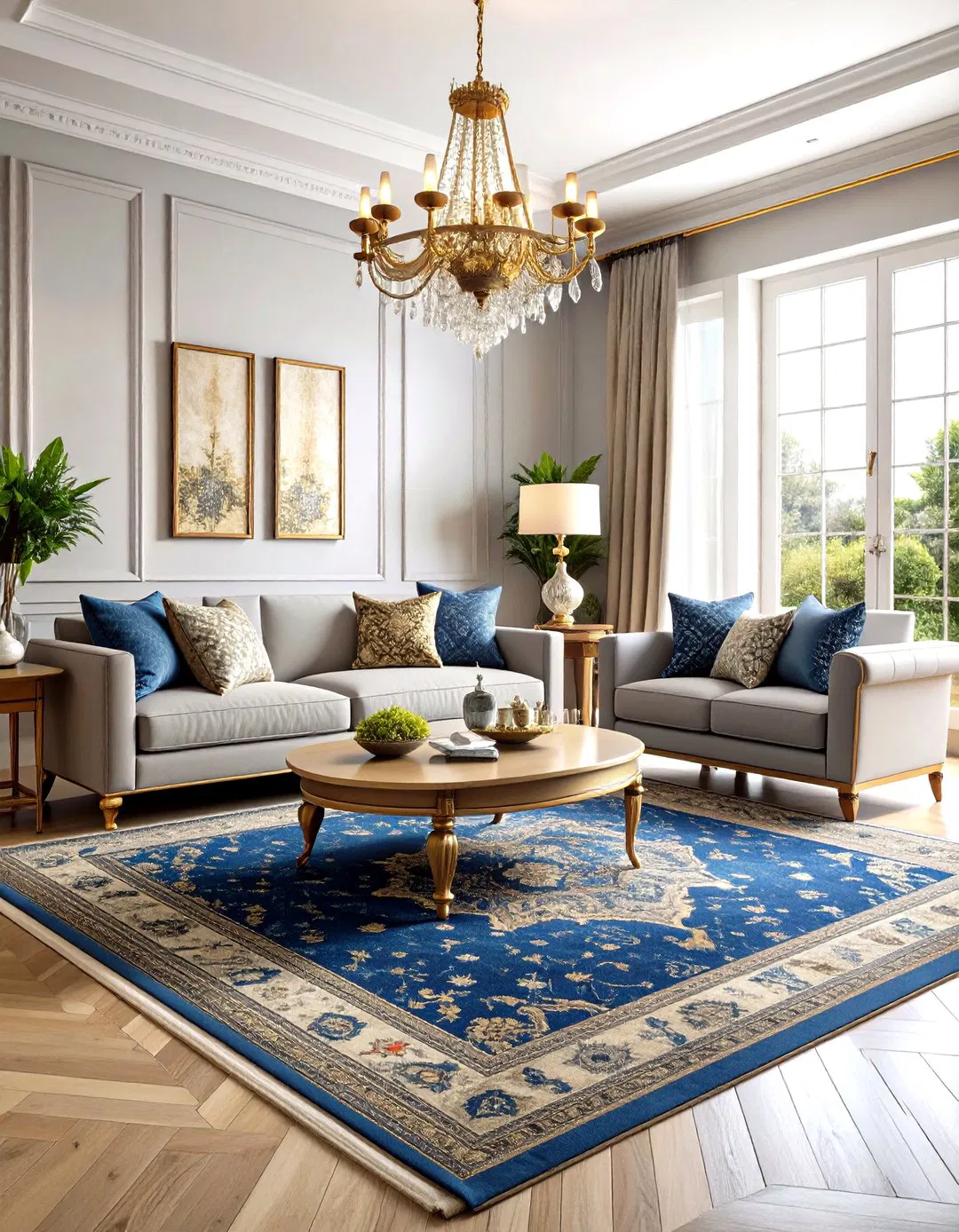 Royal Blue Statement Rug Design