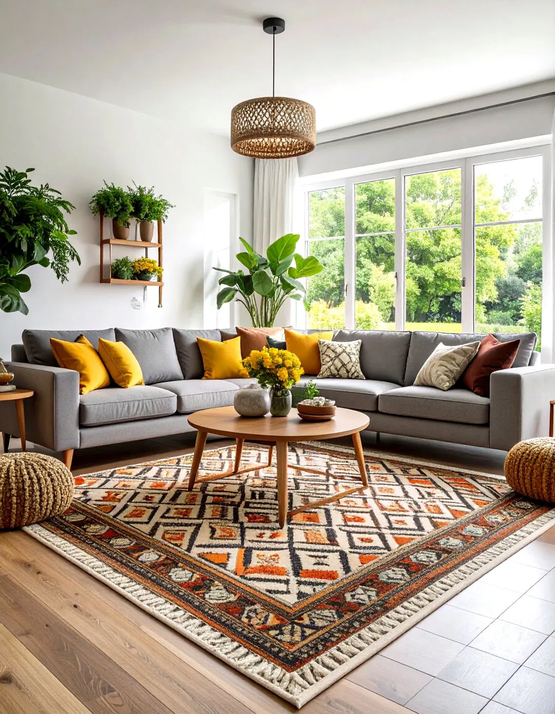 Terracotta Rug Earthy Grey Sofa Style