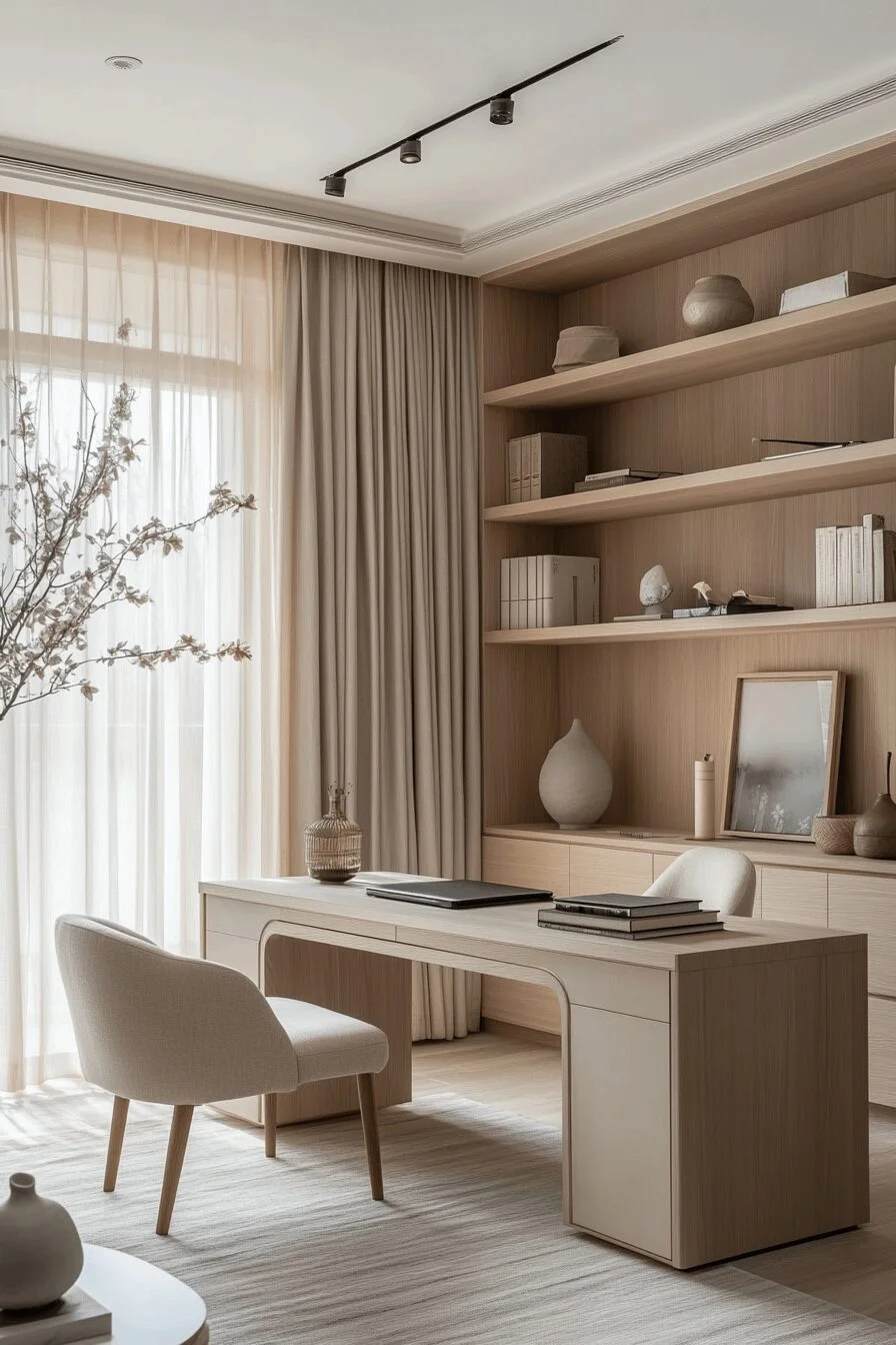 Monochrome Japandi Home Office