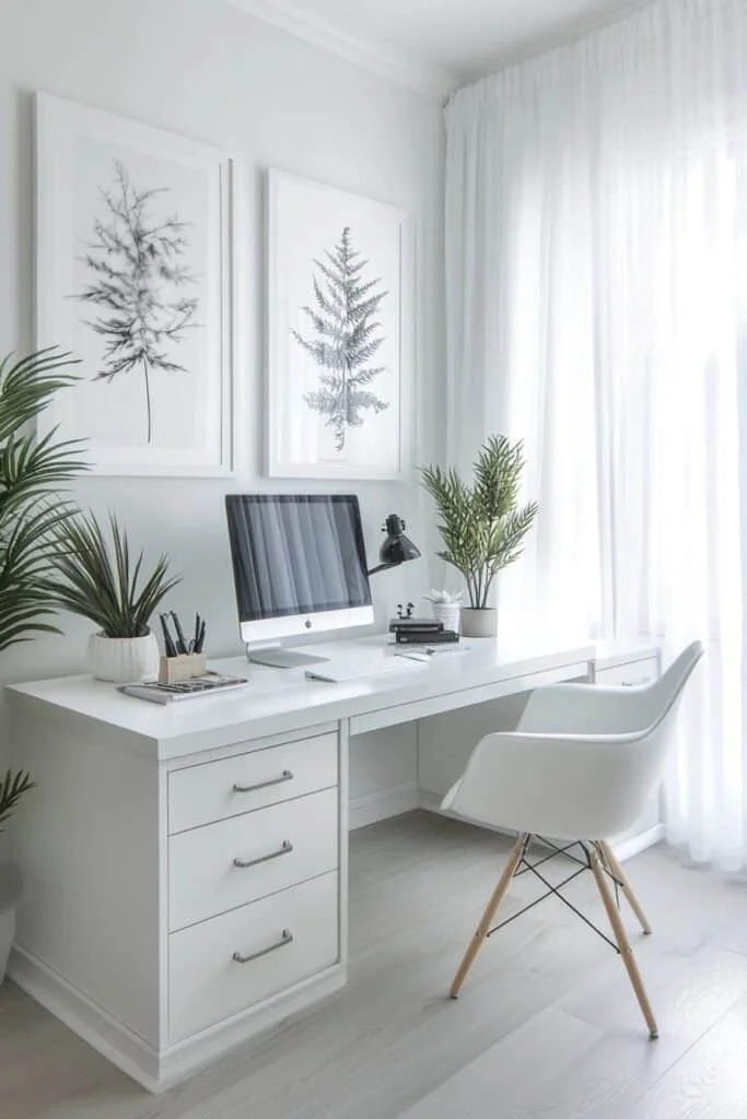 Crisp All-White Workspace