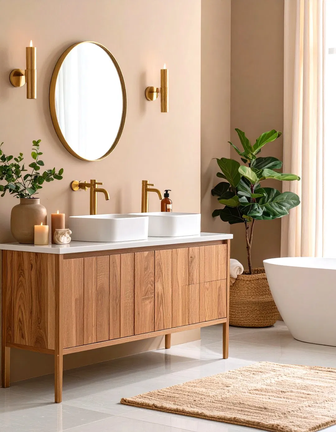 Bathroom Warm Taupe and Gold Palette