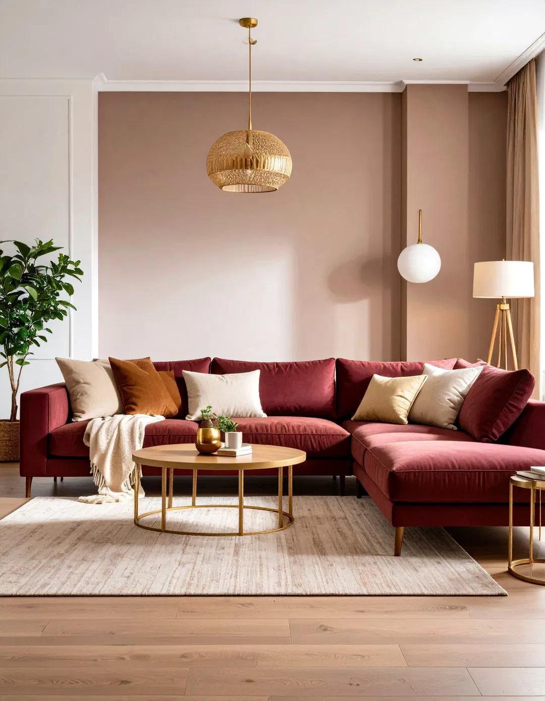 Family Room Caramel and Burgundy Hub