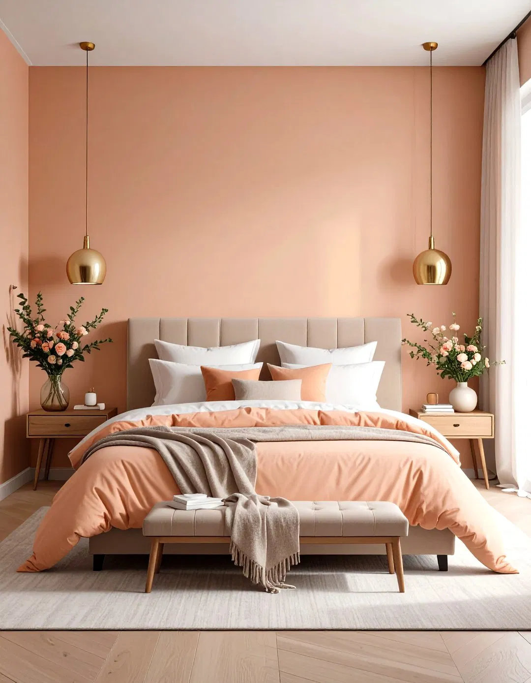 Guest Bedroom Apricot and Taupe Hospitality