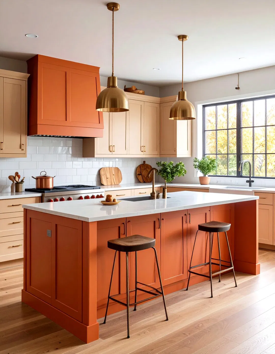 Kitchen Island Burnt Orange Focus