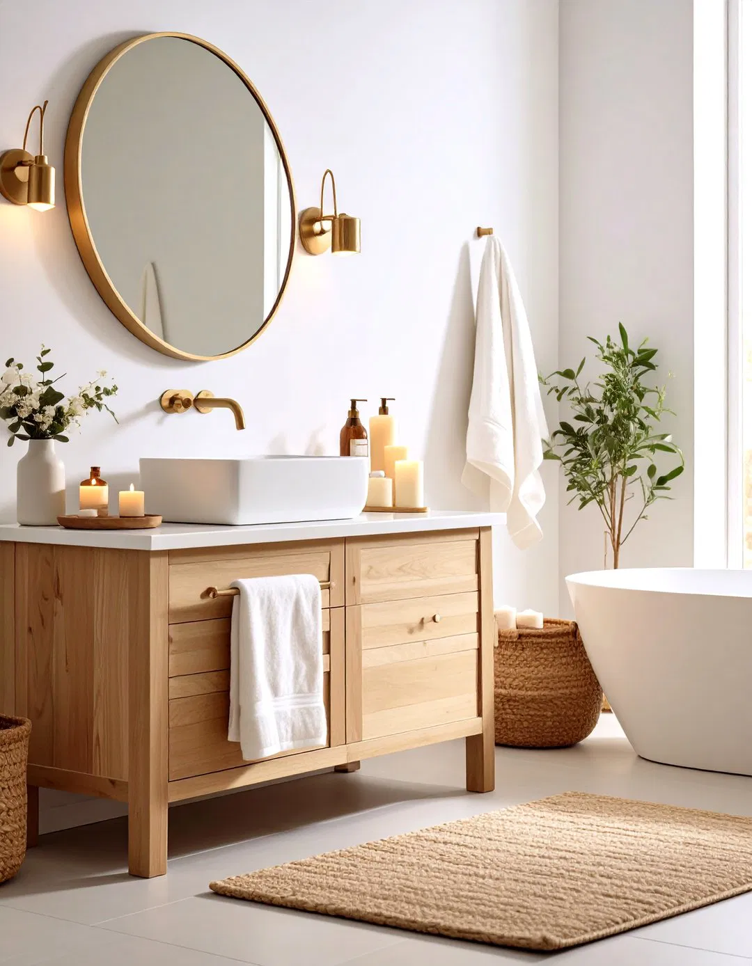 Bathroom Warm White and Honey Design
