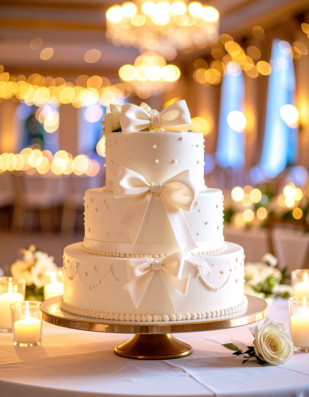 Bow Adorned Wedding Cakes