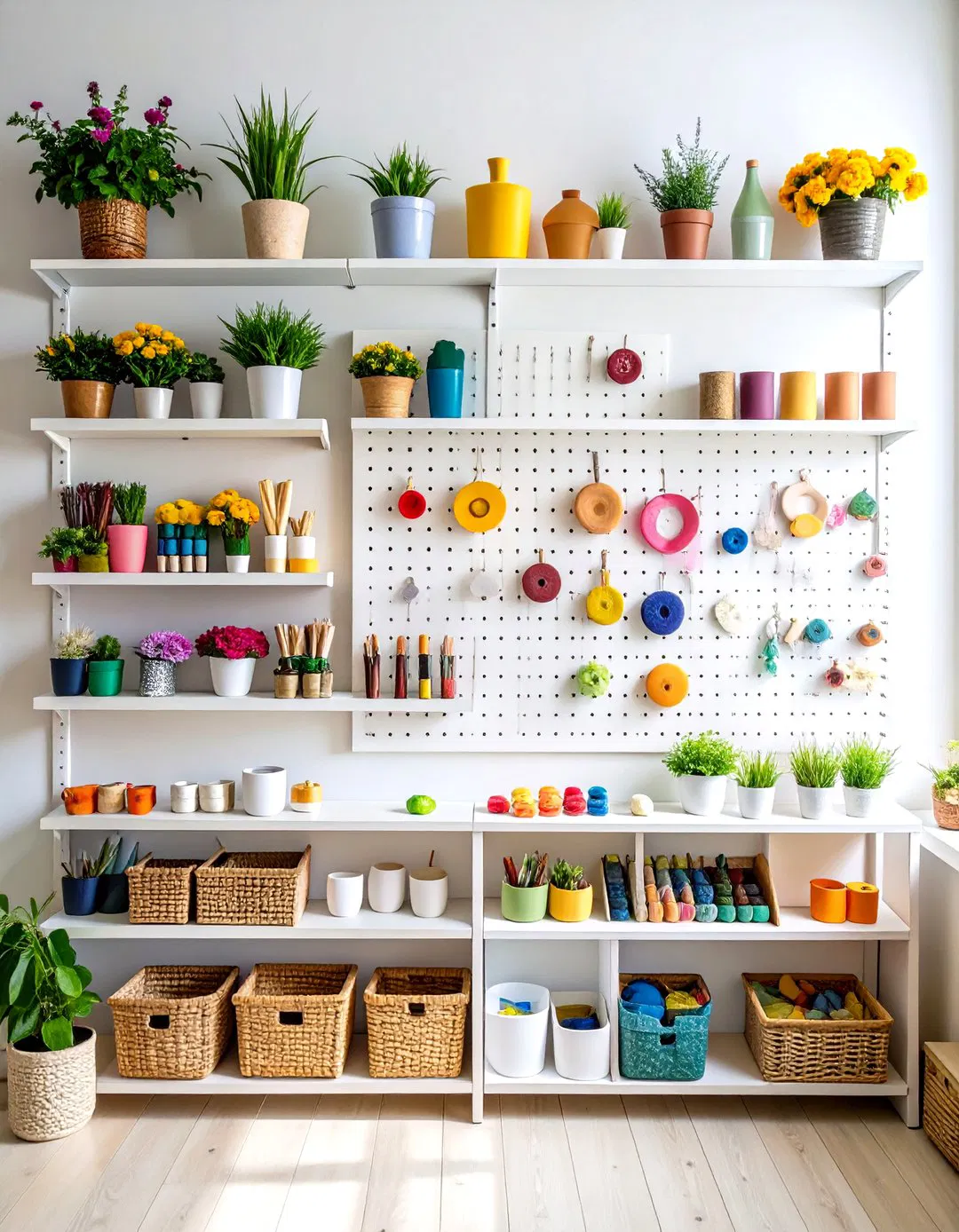 Craft Room Creative Pegboards - 24 Wall Storage Ideas