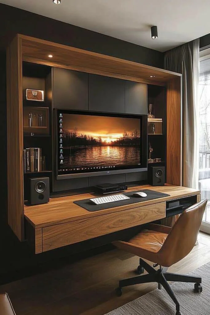 Dual-Purpose Desk and Media Center