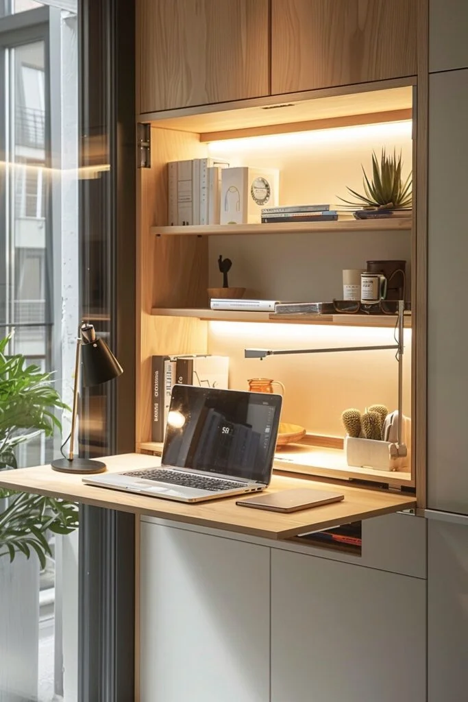Swing-Out Desks from Shelving Units