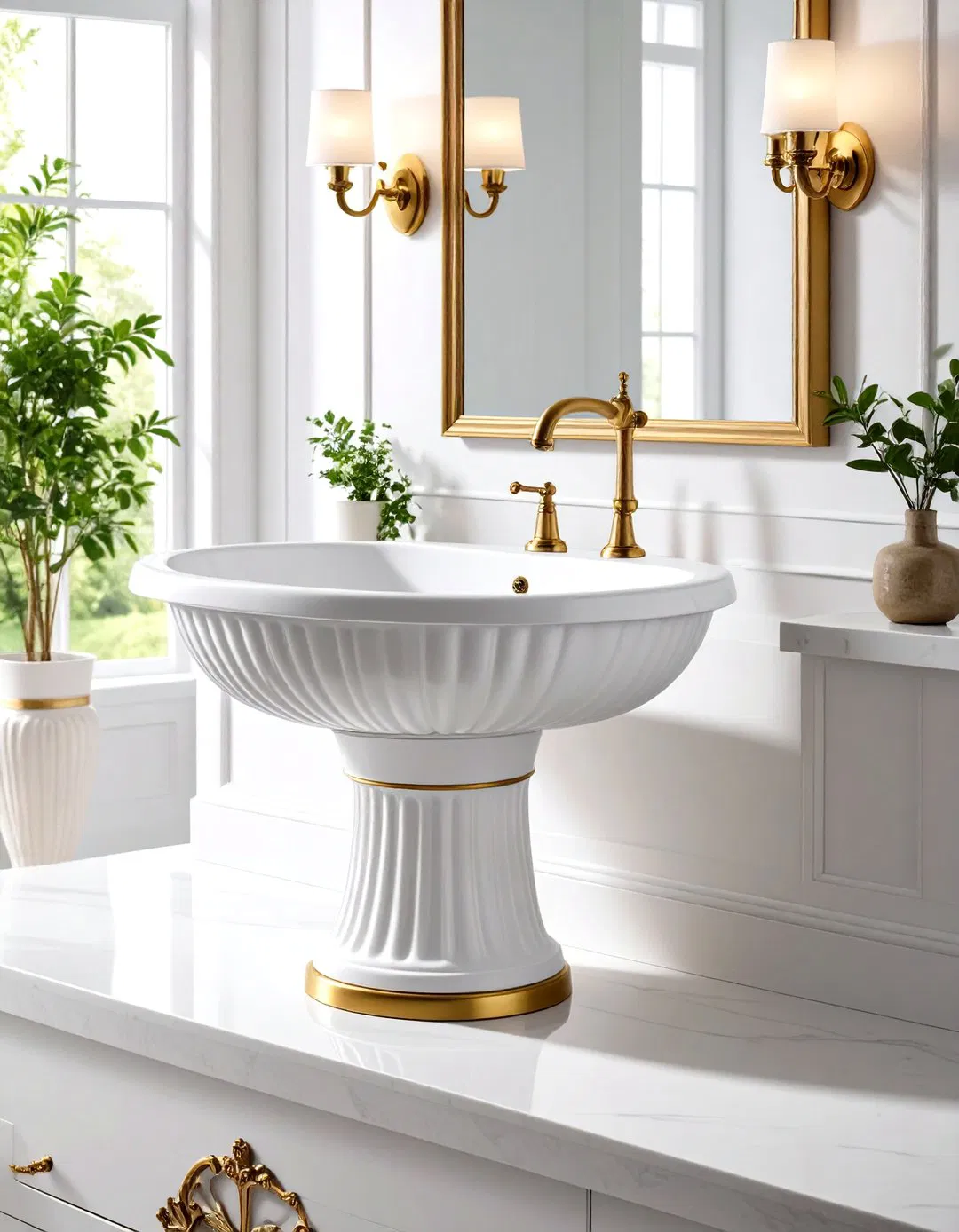 Ornate Pedestal Sink Design