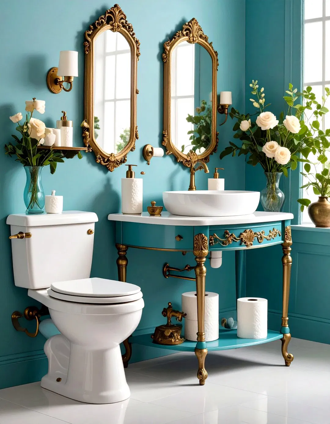 Victorian Toilet Paper Holder and Accessories