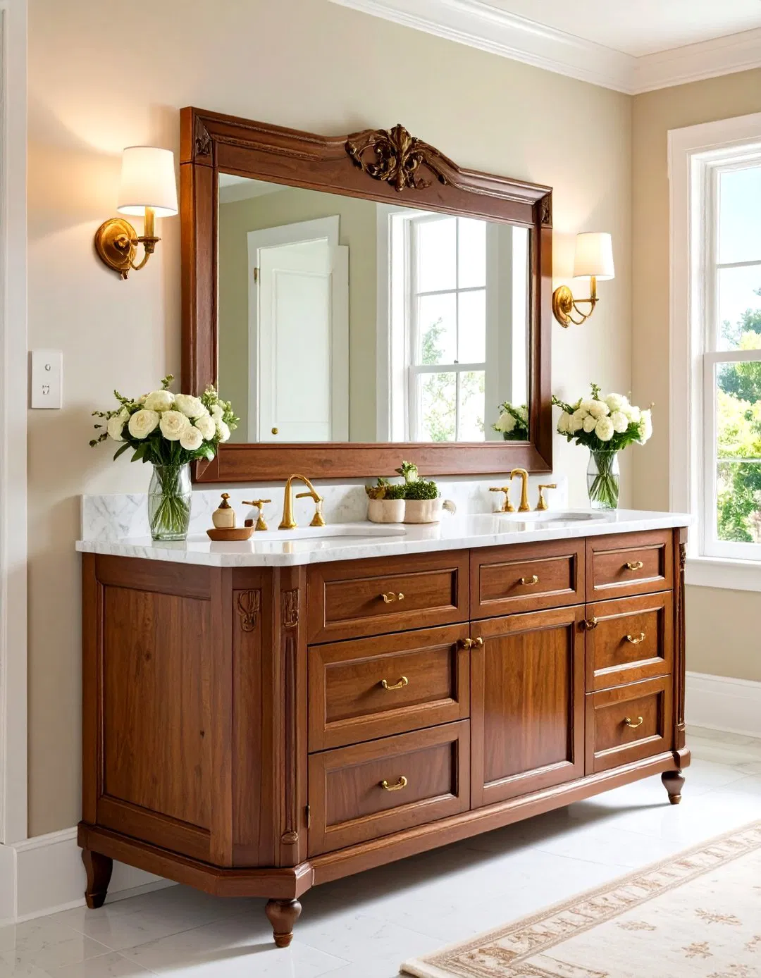 Freestanding Wooden Vanity Cabinet