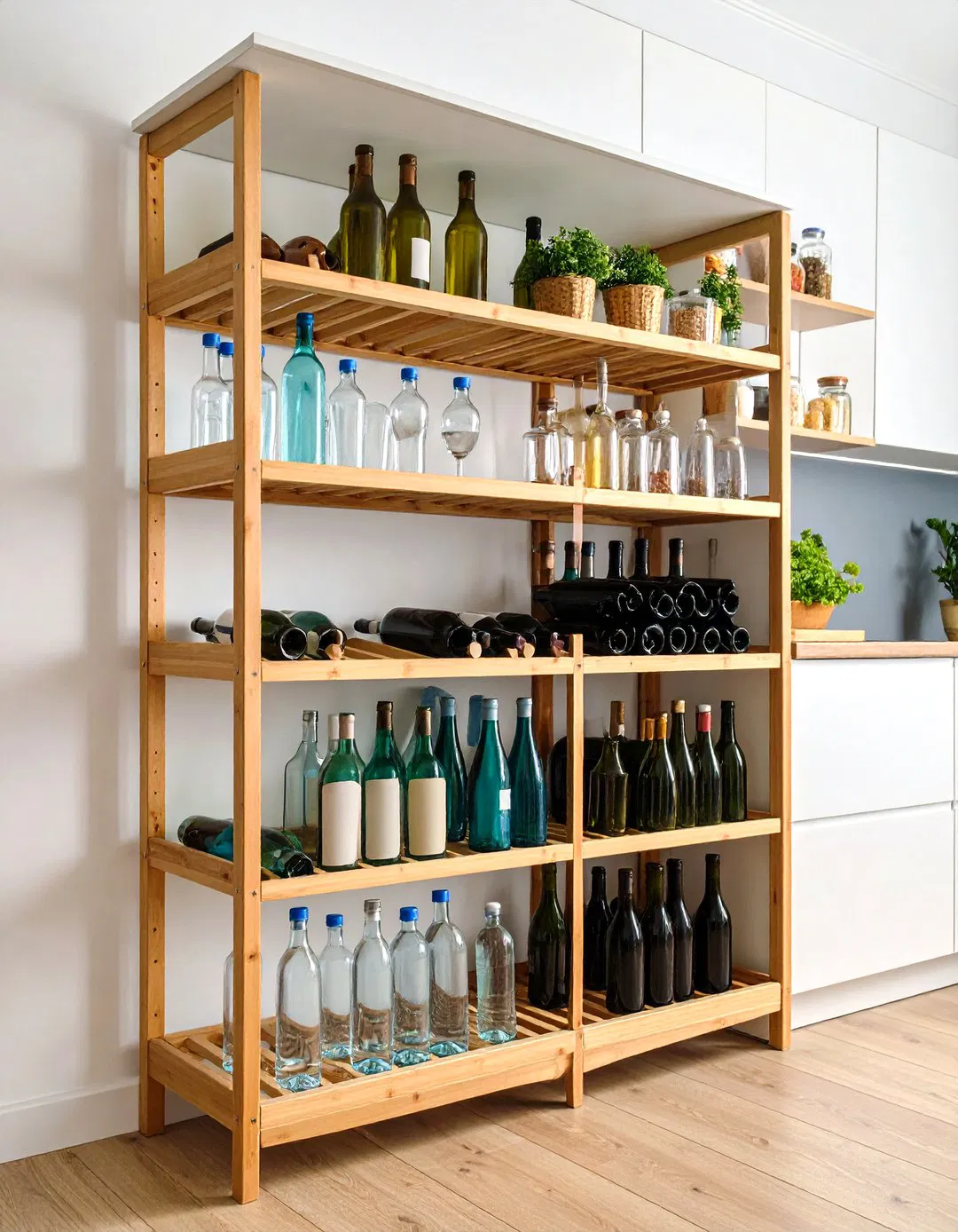 Repurposed Wine Rack Storage - Water Bottle Storage