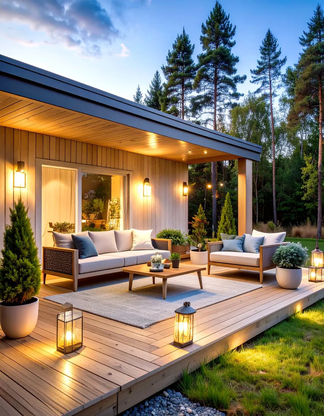 Scandinavian Veranda with Light Woods