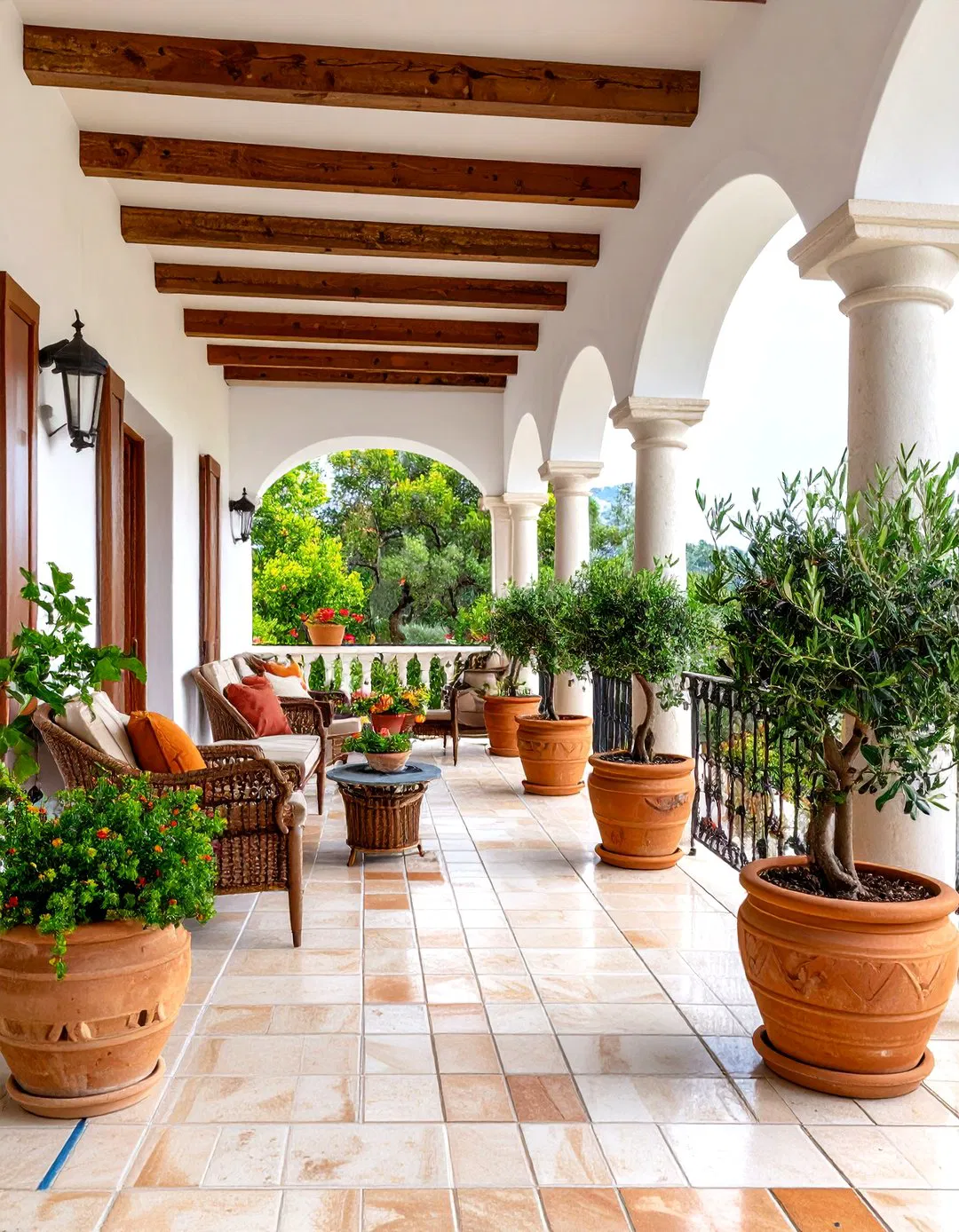 Mediterranean Veranda with Terracotta Tiles