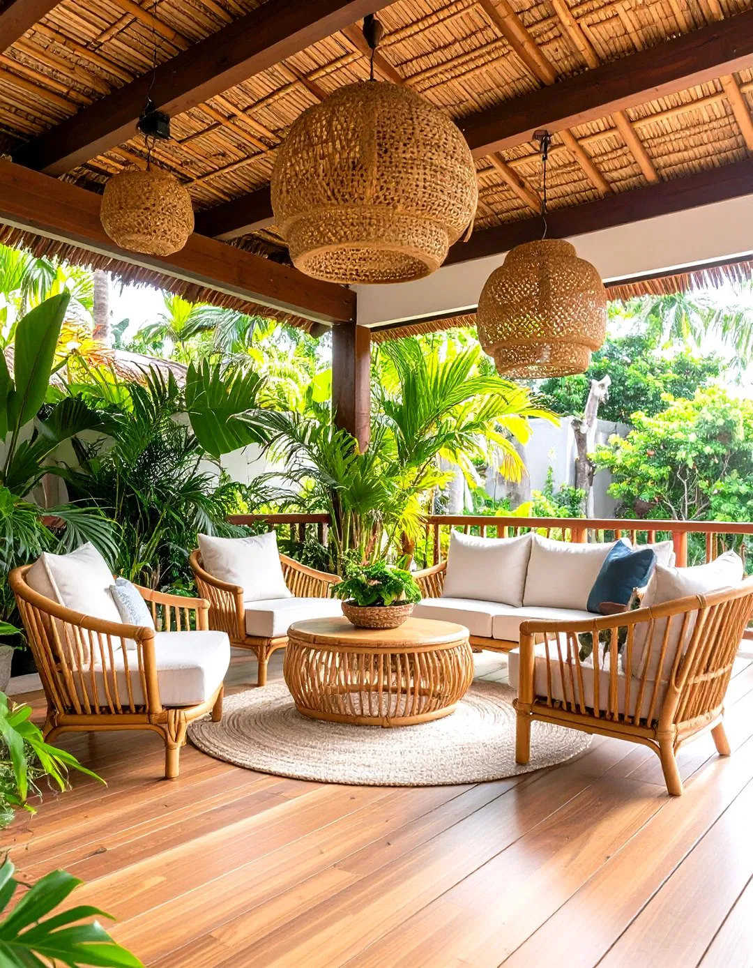 Tropical Veranda with Bamboo Features