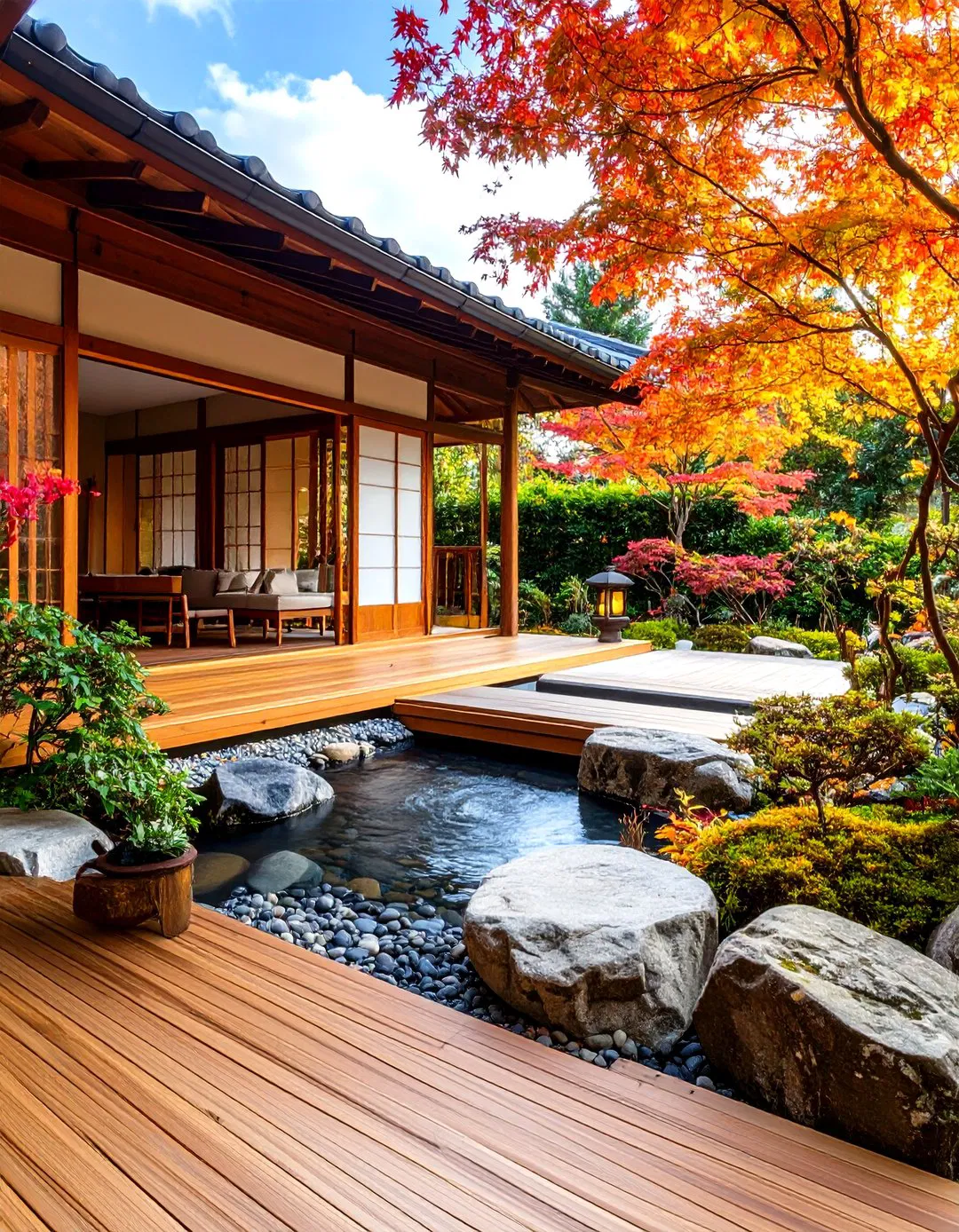 Japanese Inspired Veranda with Zen Elements