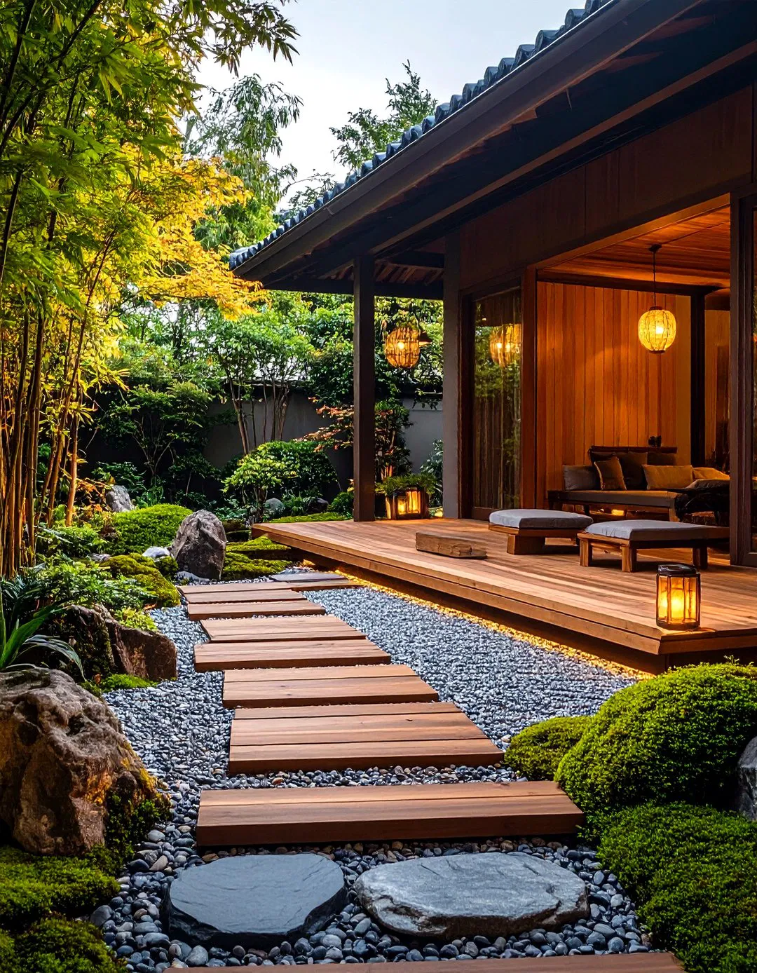 Zen Garden Veranda with Meditation Focus