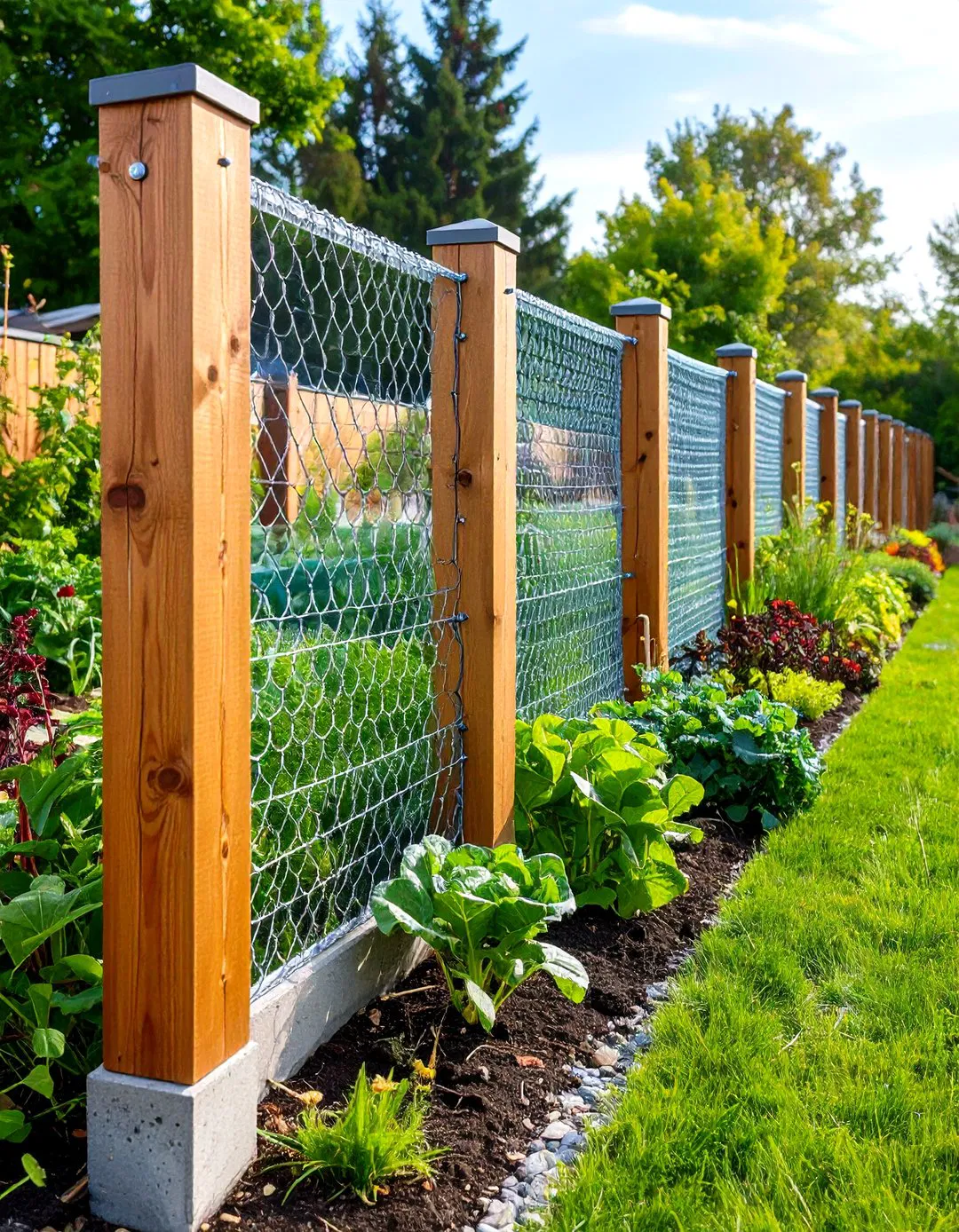 Durable Galvanized Wire Mesh Supported by Wooden Posts