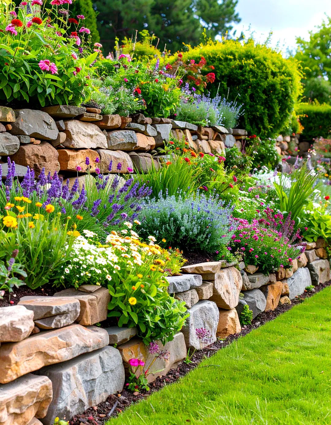 Stone Walls Featuring Built-In Planting Niches