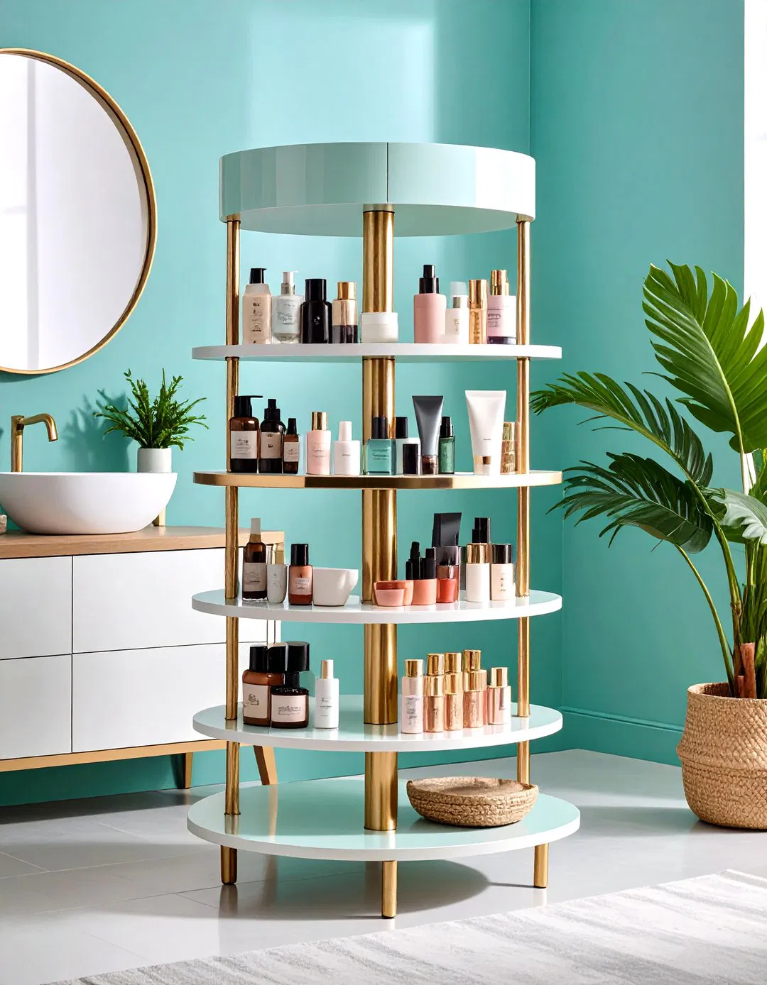 360-Degree Rotating Makeup Carousel - Vanity Storage Ideas