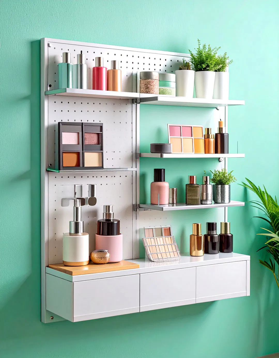 Magnetic Wall-Mounted Makeup Organizer - Vanity Storage Ideas