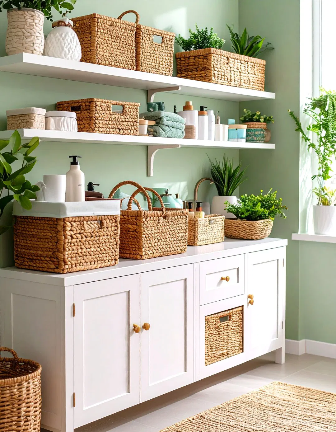 Natural Basket Storage - Vanity Storage Ideas