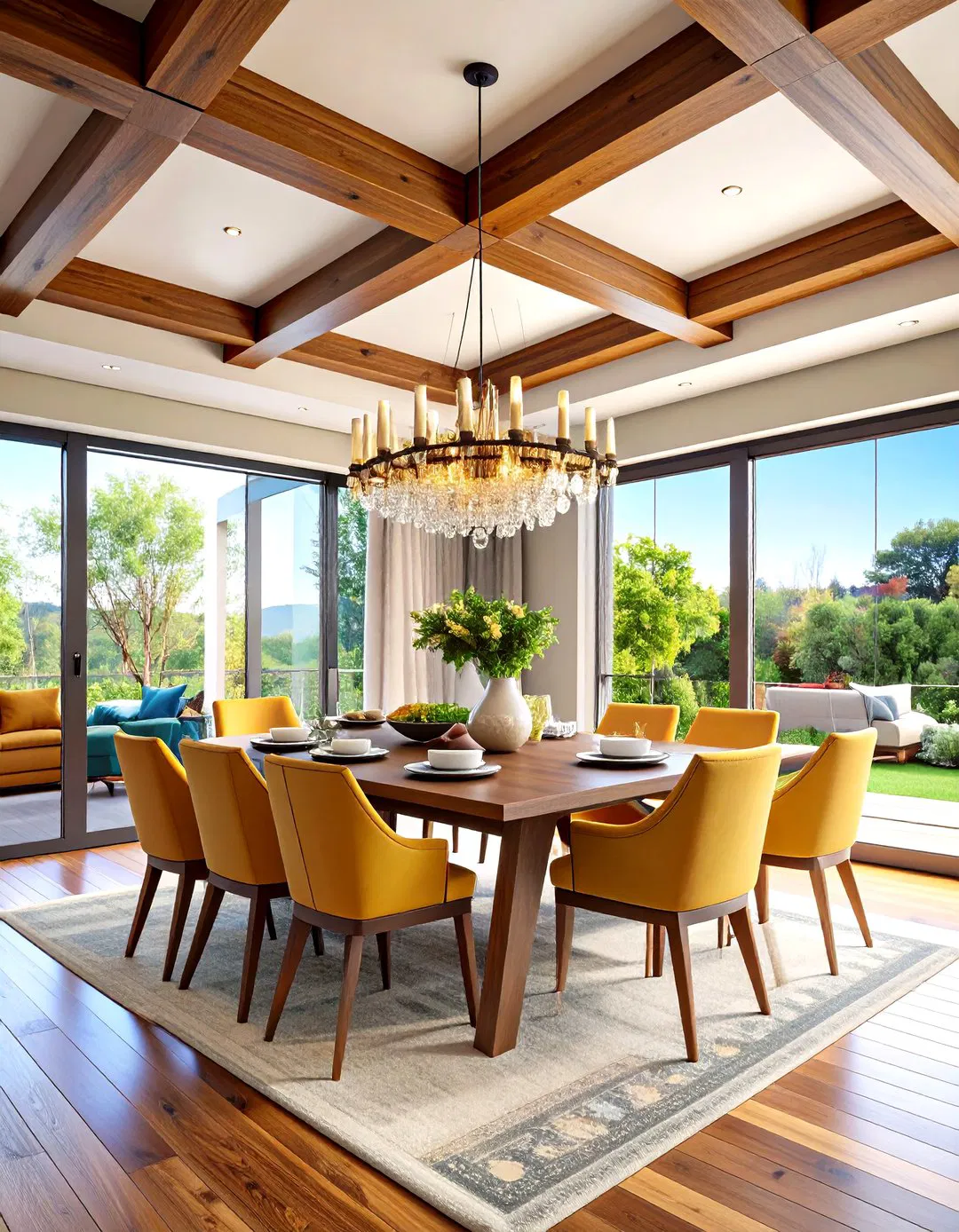 Coffered Dining Room Tray Ceiling