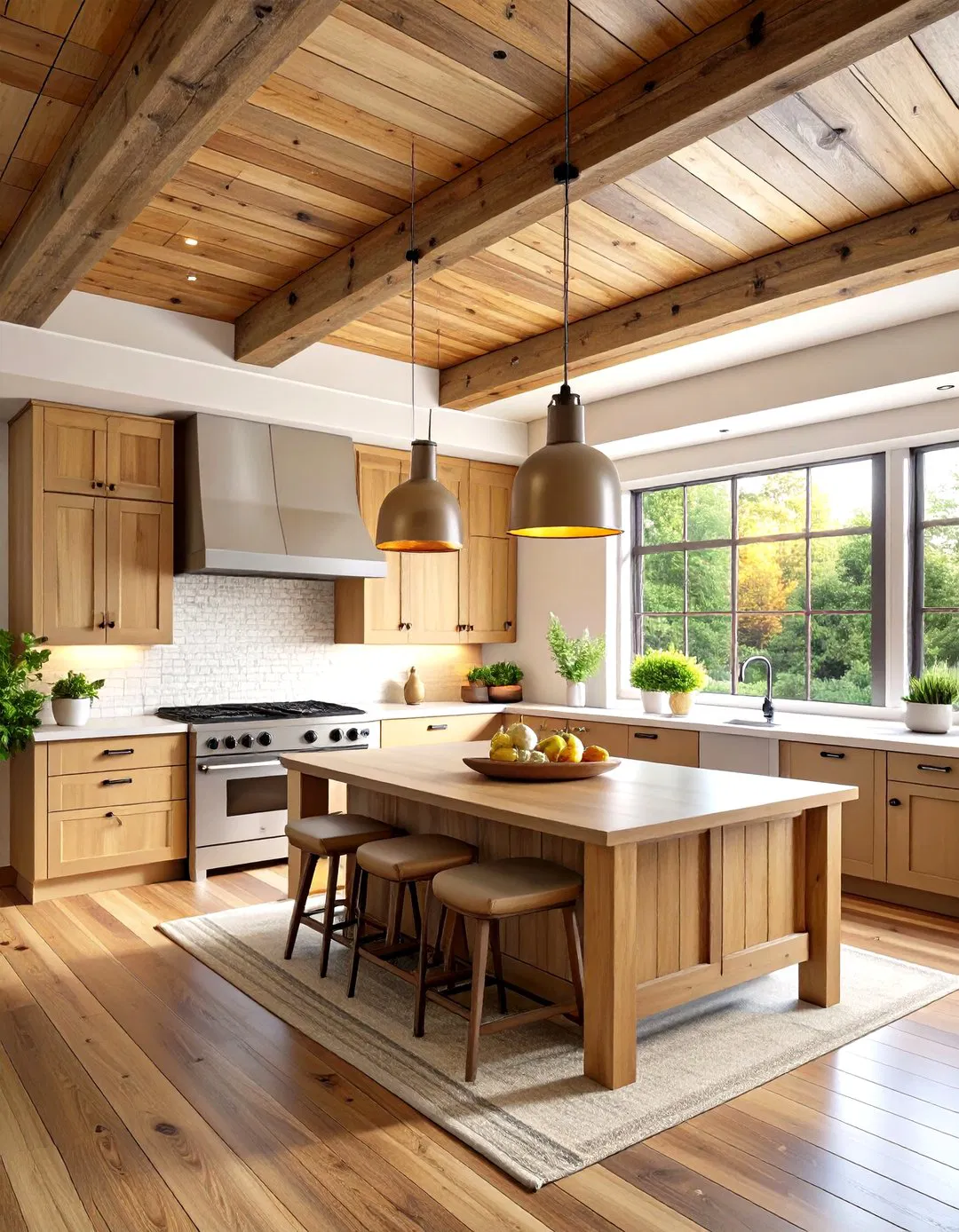 Wood Plank Kitchen Tray Ceiling