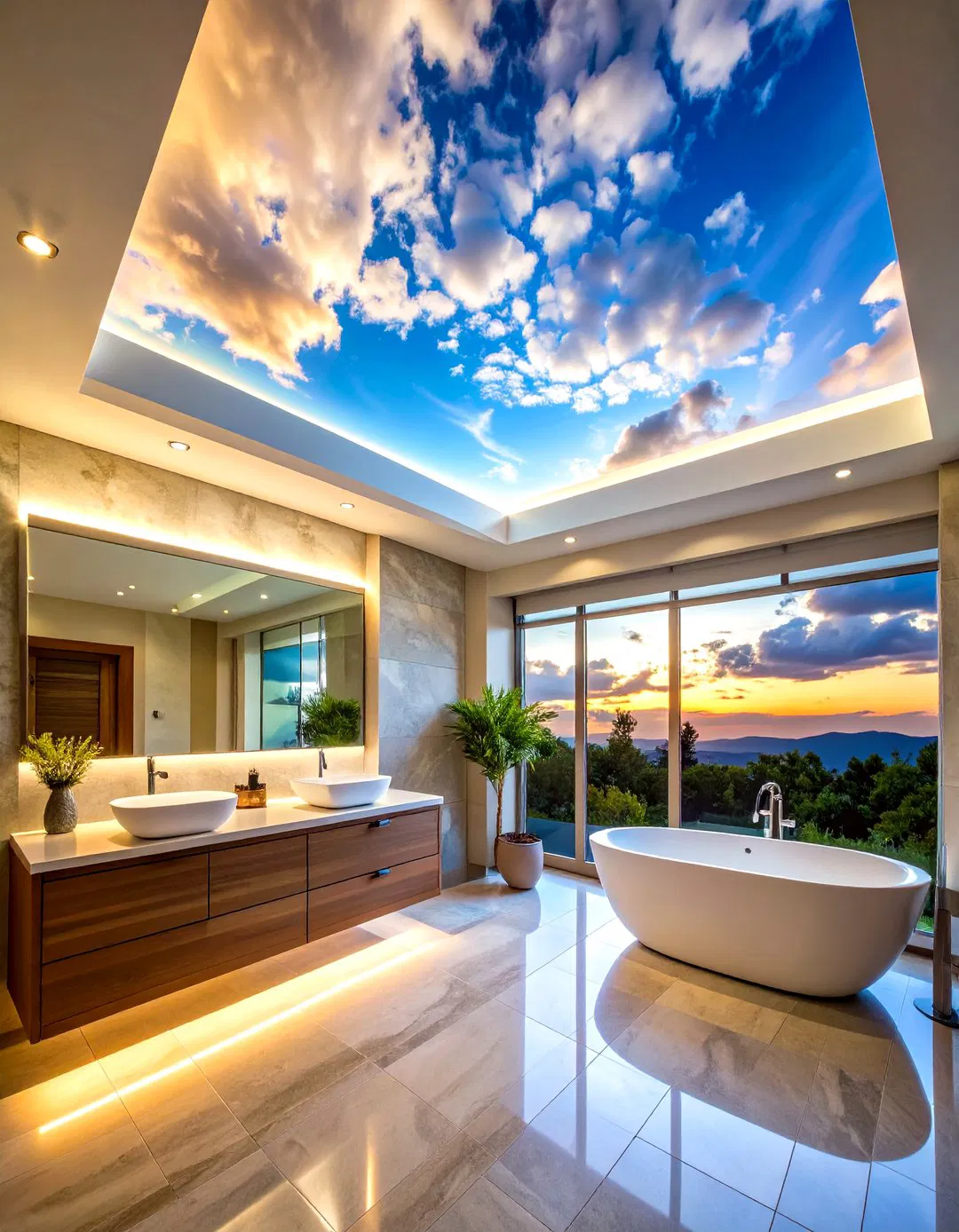 Sky Mural Bathroom Tray Ceiling