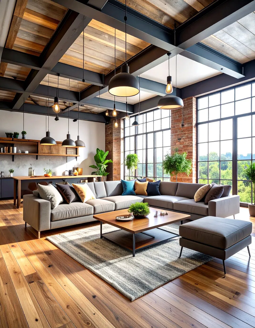 Industrial Metal Beam Tray Ceiling
