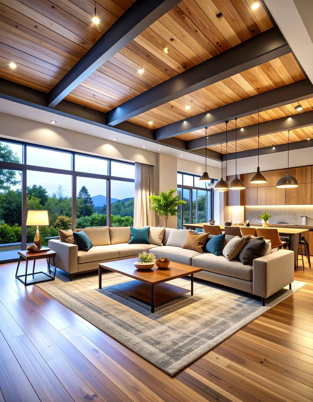 Contemporary Mixed Material Tray Ceiling