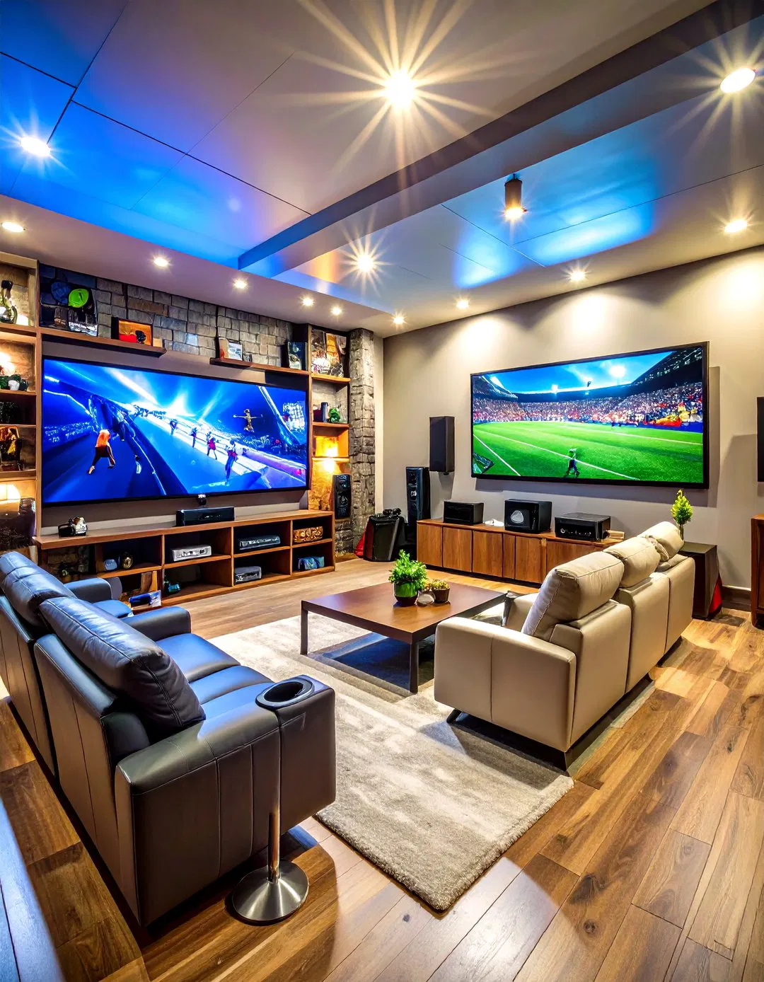 Basement Sports Cave - TV Room Ideas