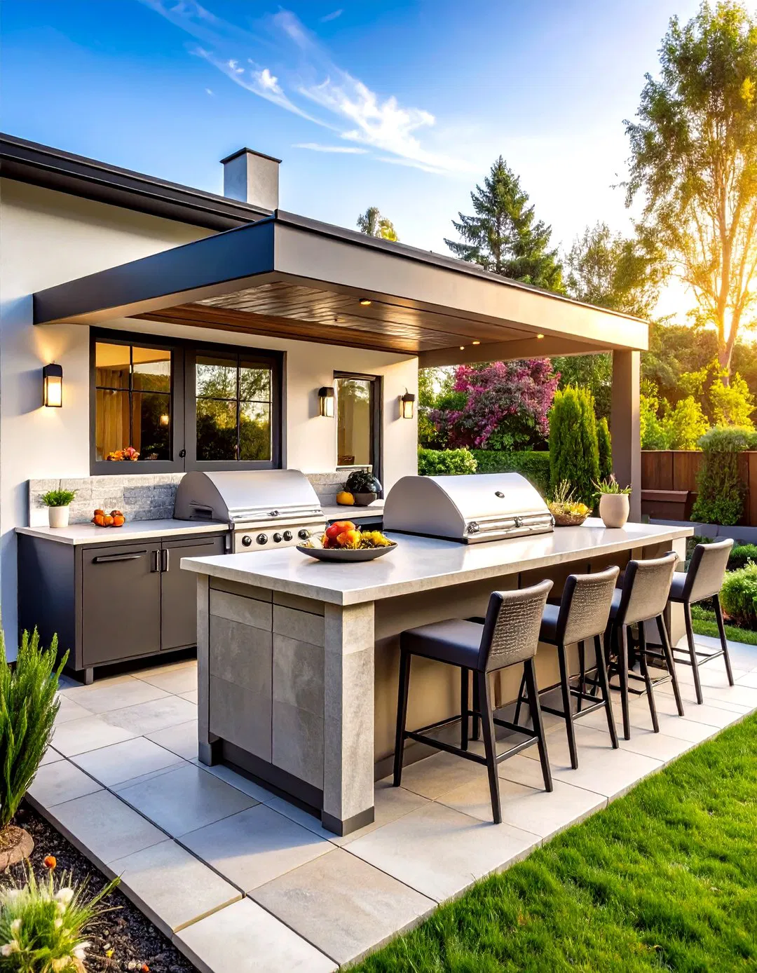 Compact Outdoor Kitchen Hub - Townhouse Backyard Ideas