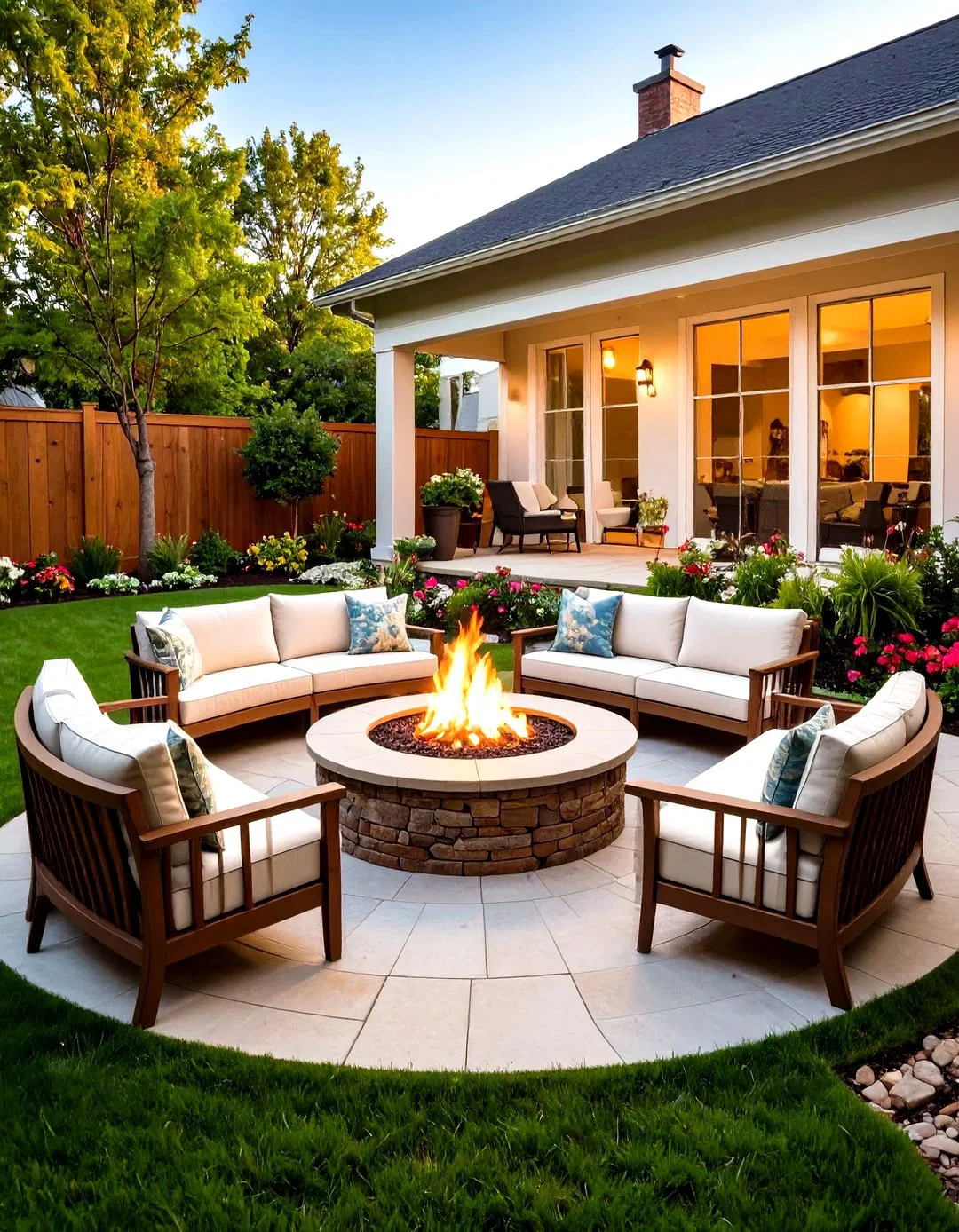 Fire Pit Conversation Circle - Townhouse Backyard Ideas