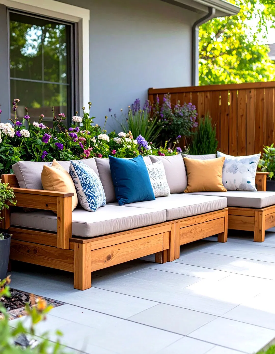 Outdoor Storage Benches Integration - Townhouse Backyard Ideas