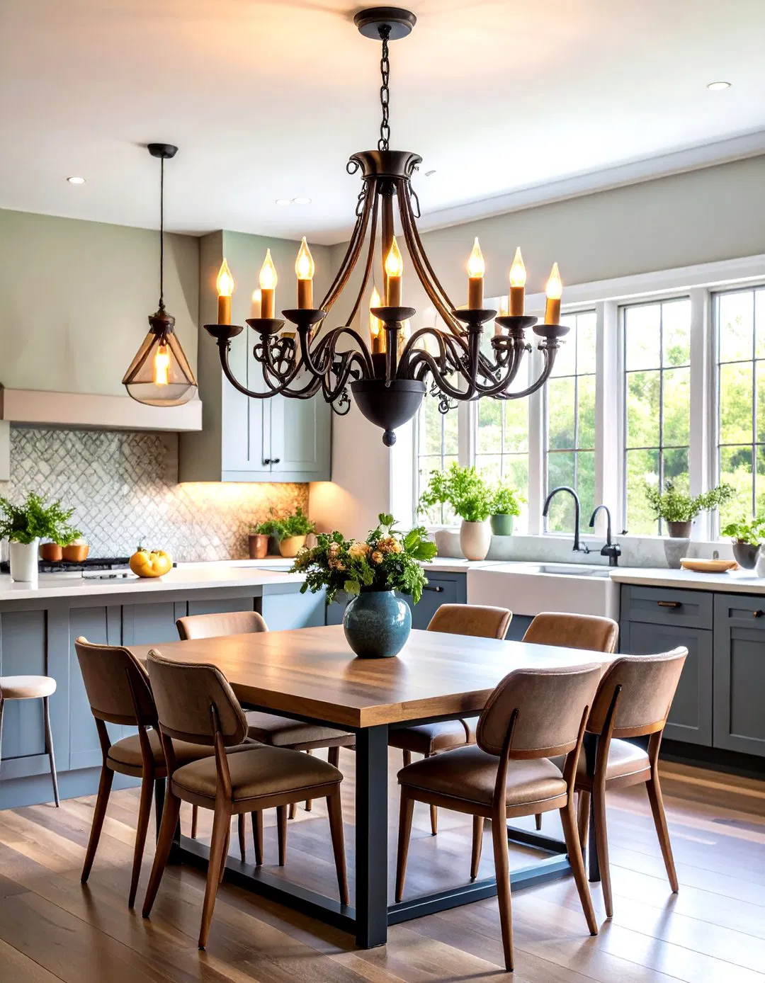 Wrought Iron Light Fixtures - Tudor Kitchen
