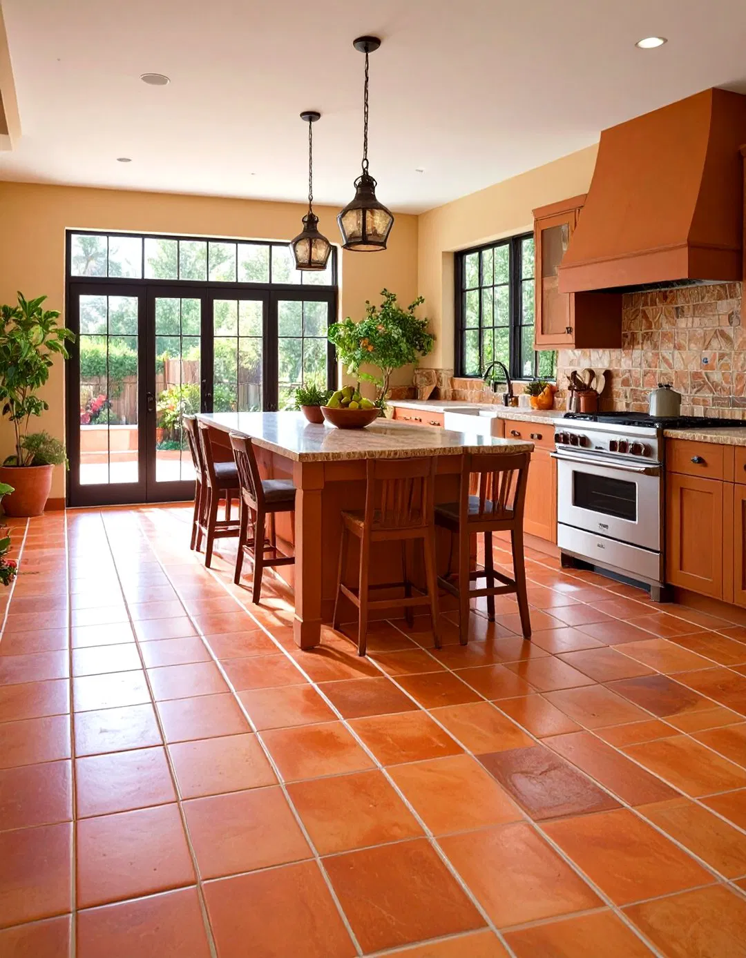 Terra Cotta Floor Tiles - Tudor Kitchen