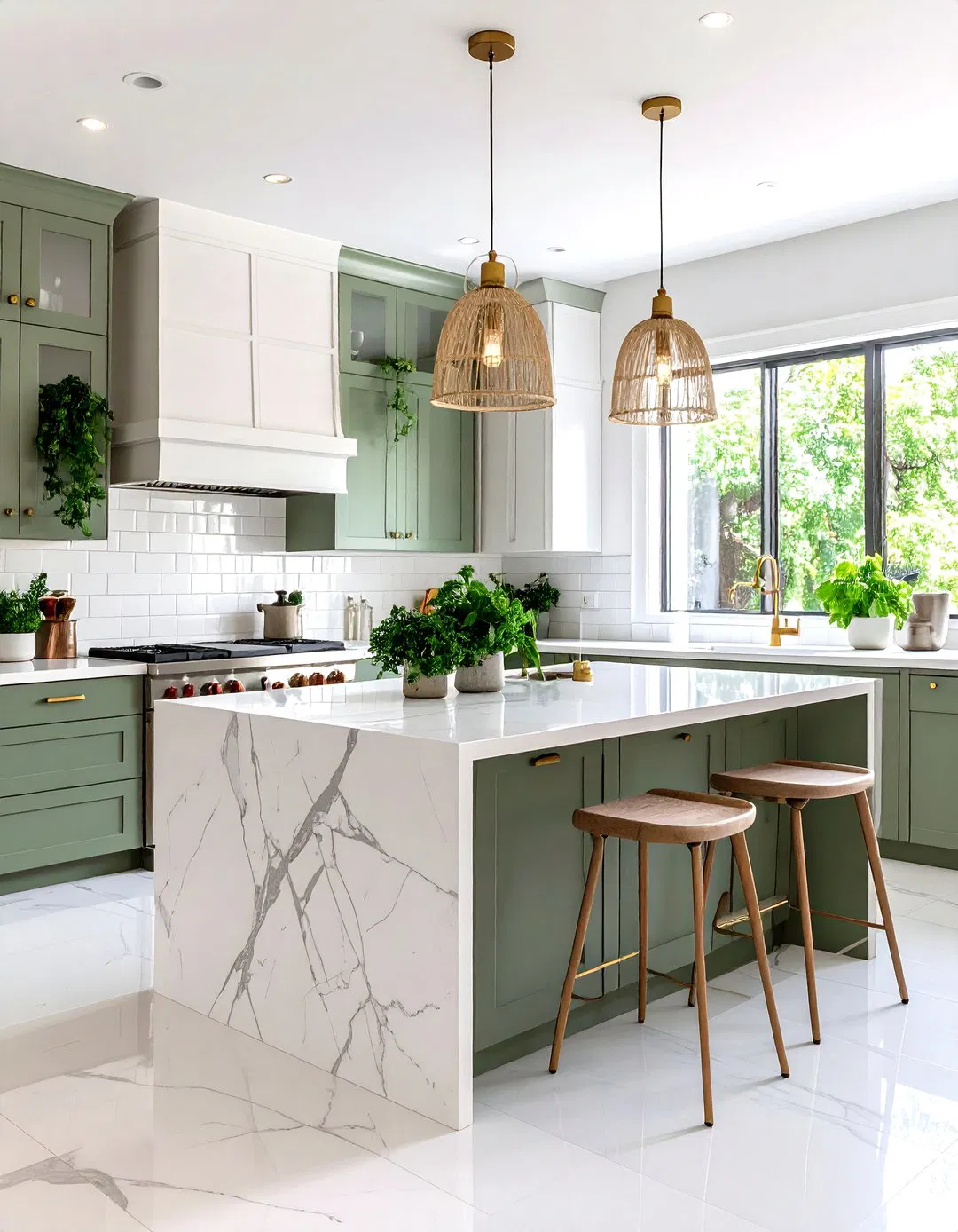 Tropical Subway Tile Backsplash with Vertical Installation