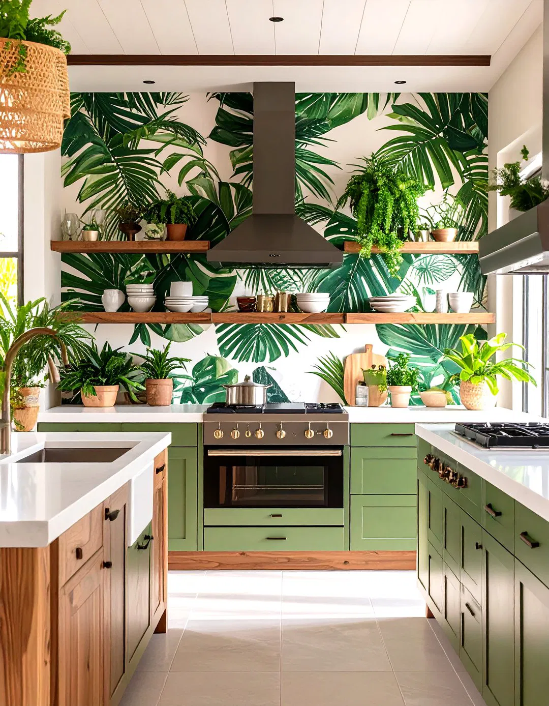 Palm Leaf Wallpaper Accent Wall