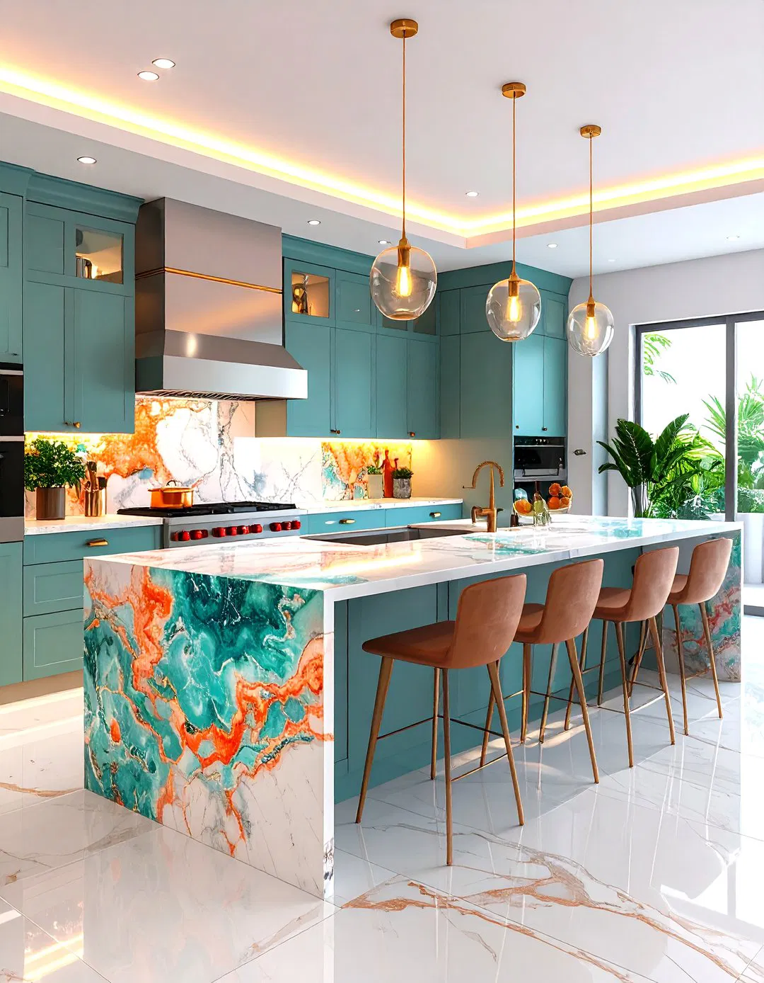 Natural Stone Countertops with Tropical Veining